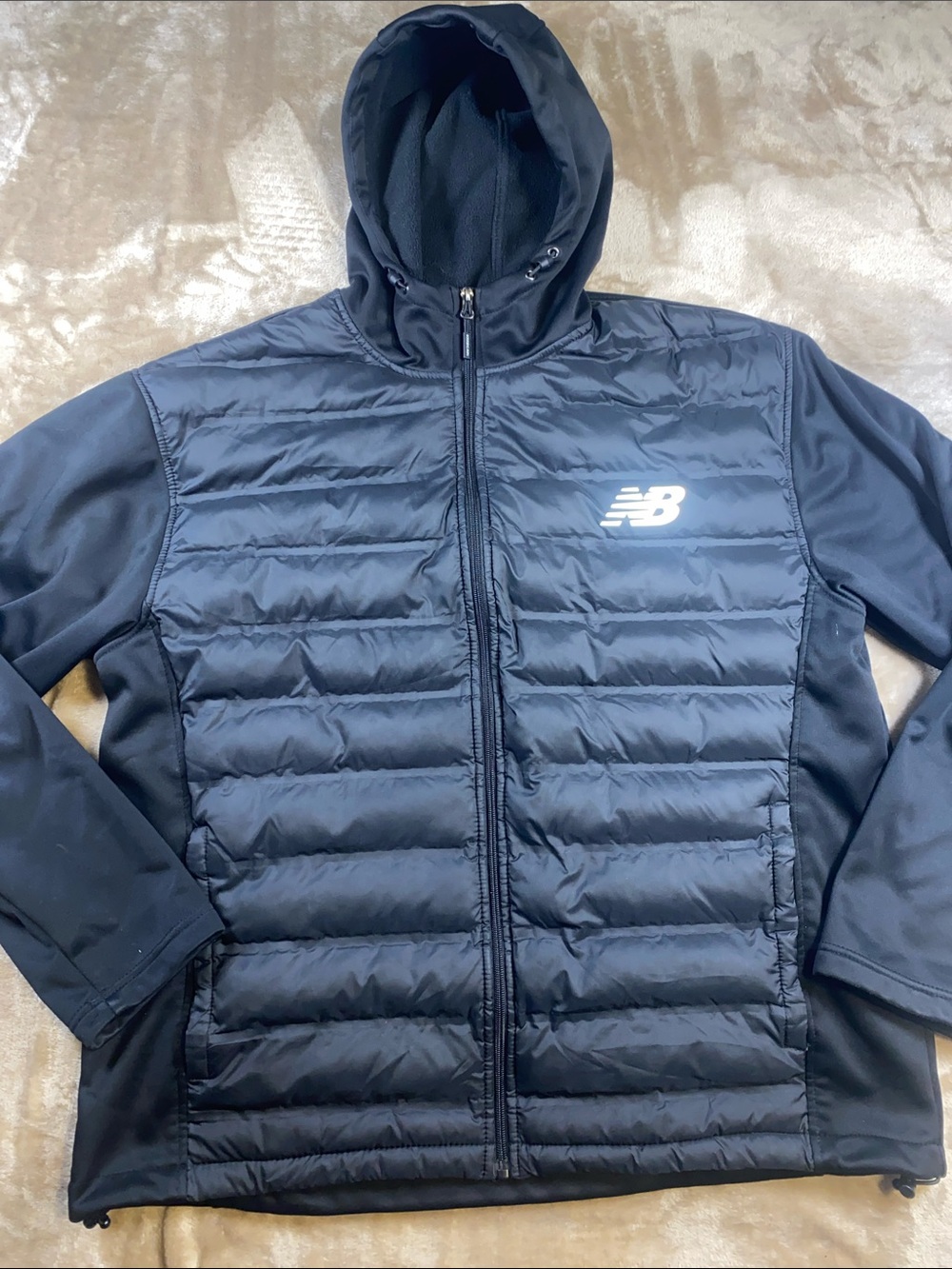 New Balance Black Quilted Hooded Puffer Jacket